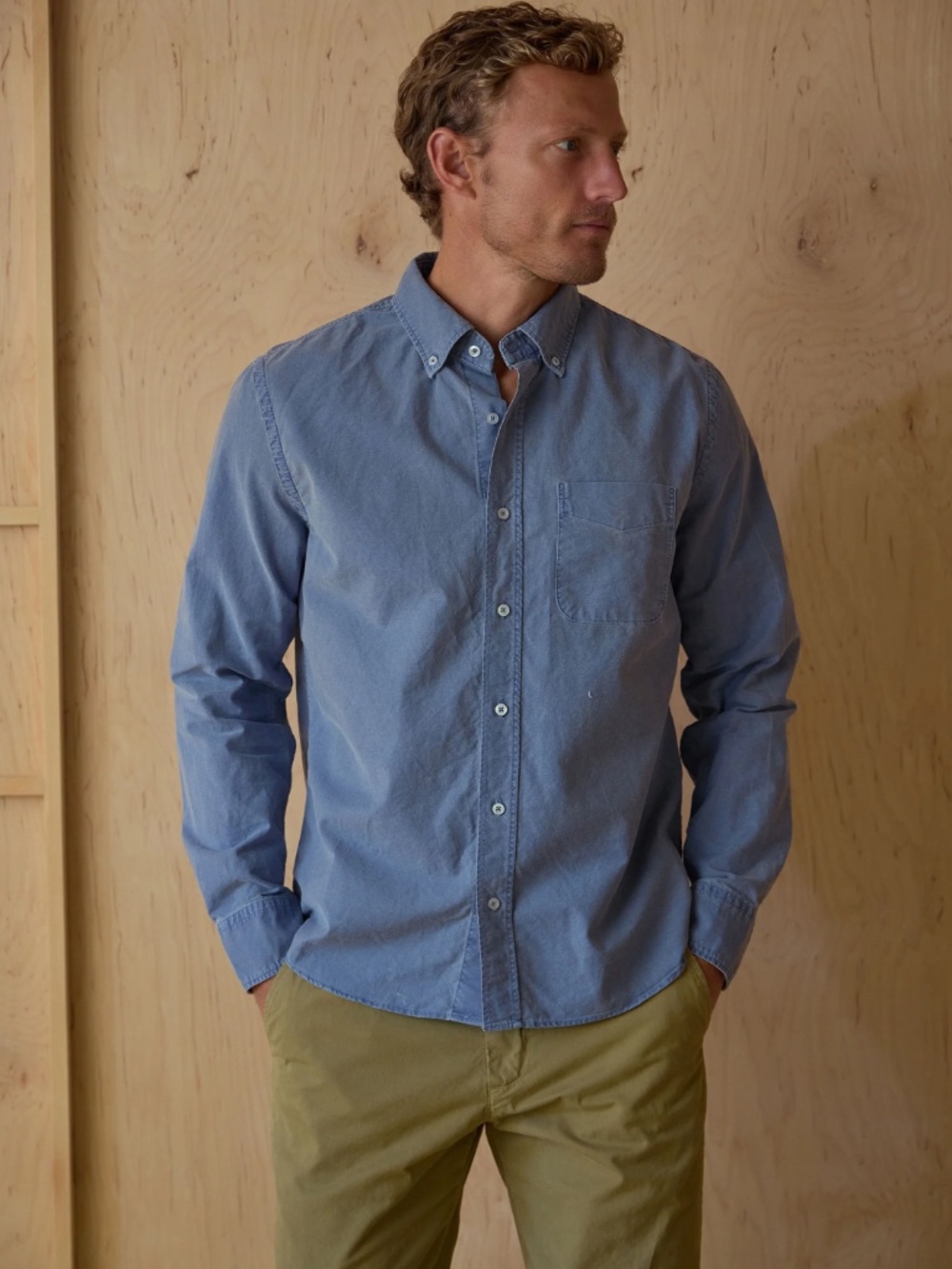 Save Khaki United SKU LS American Oxford Shirt Union Blue Mens L